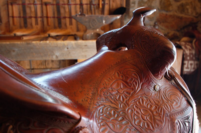 Western leather saddle