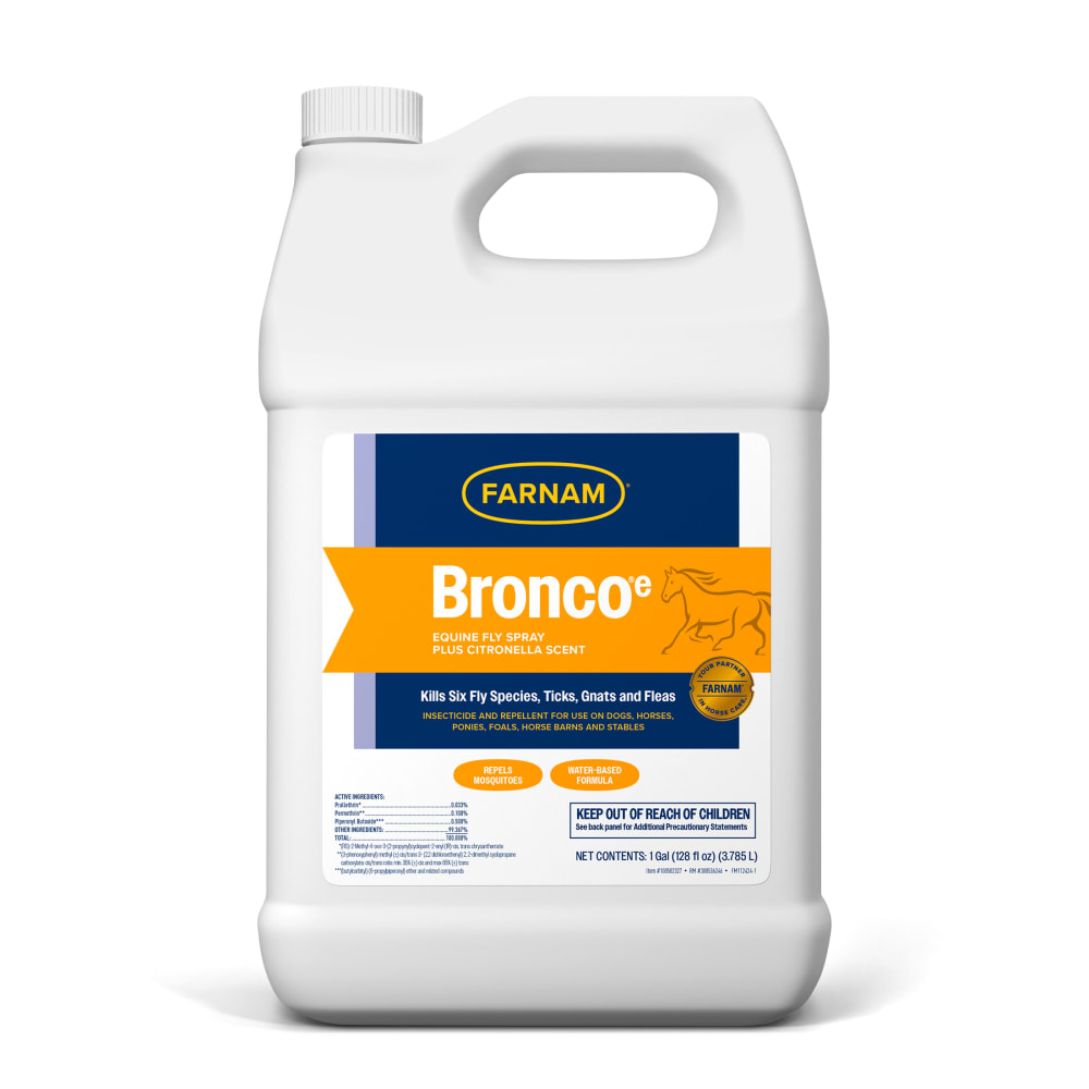 Farnam Bronco e Equine Fly Spray Plus Citronella Scent 128oz gallon jug