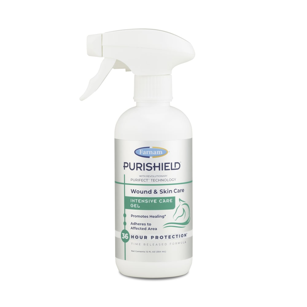 Retail package for Purishield wound and skin care intensive care gel in spray bottle