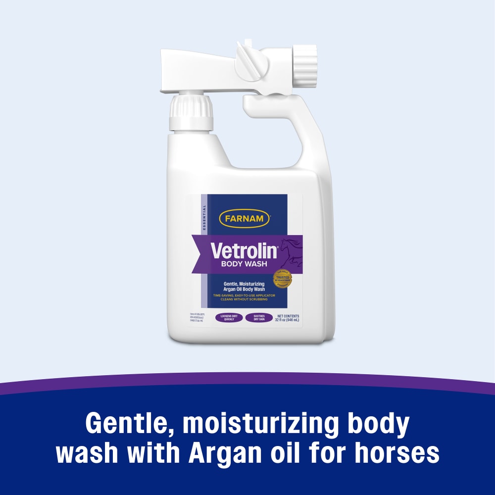 Gentle moisturizing body wash with argan oil for horses