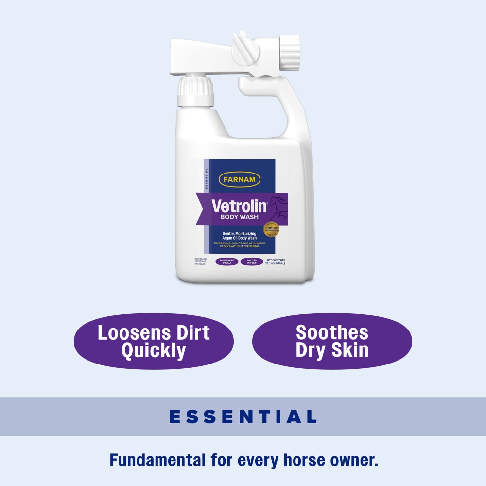 Loosens dirt quickly and soothes dry skin essential for every horse owner