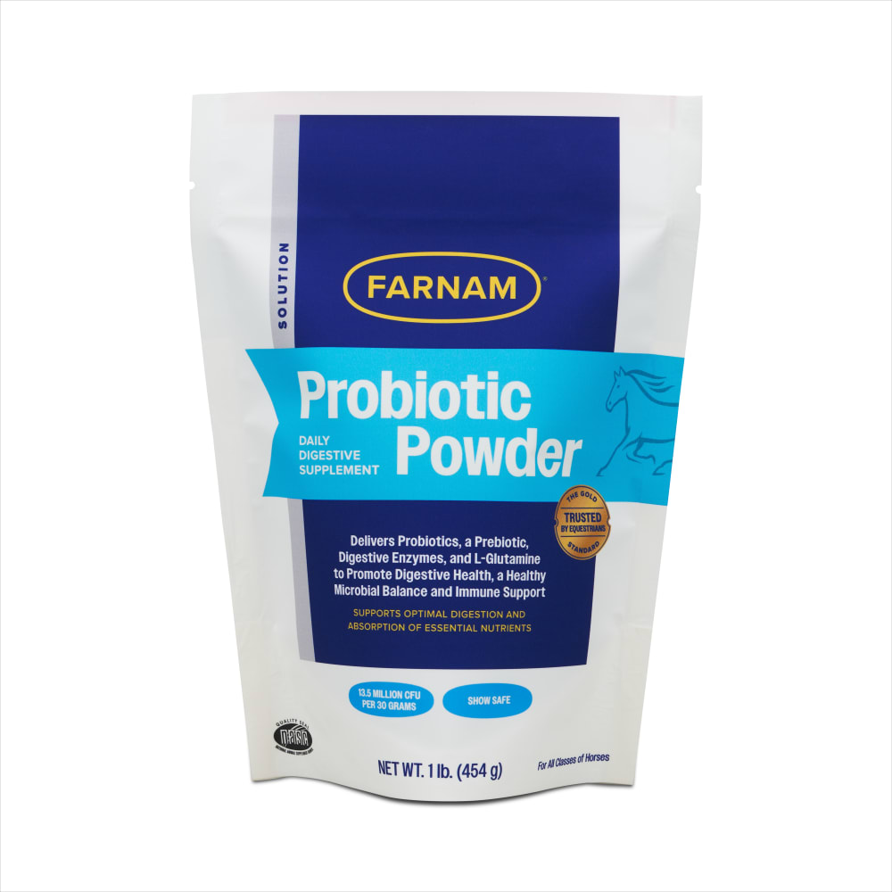 Retail package for Farnam probiotic powder digestive powder for horses