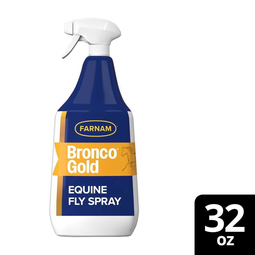 Cleaned up packaging for farnam bronco gold equine fly spray