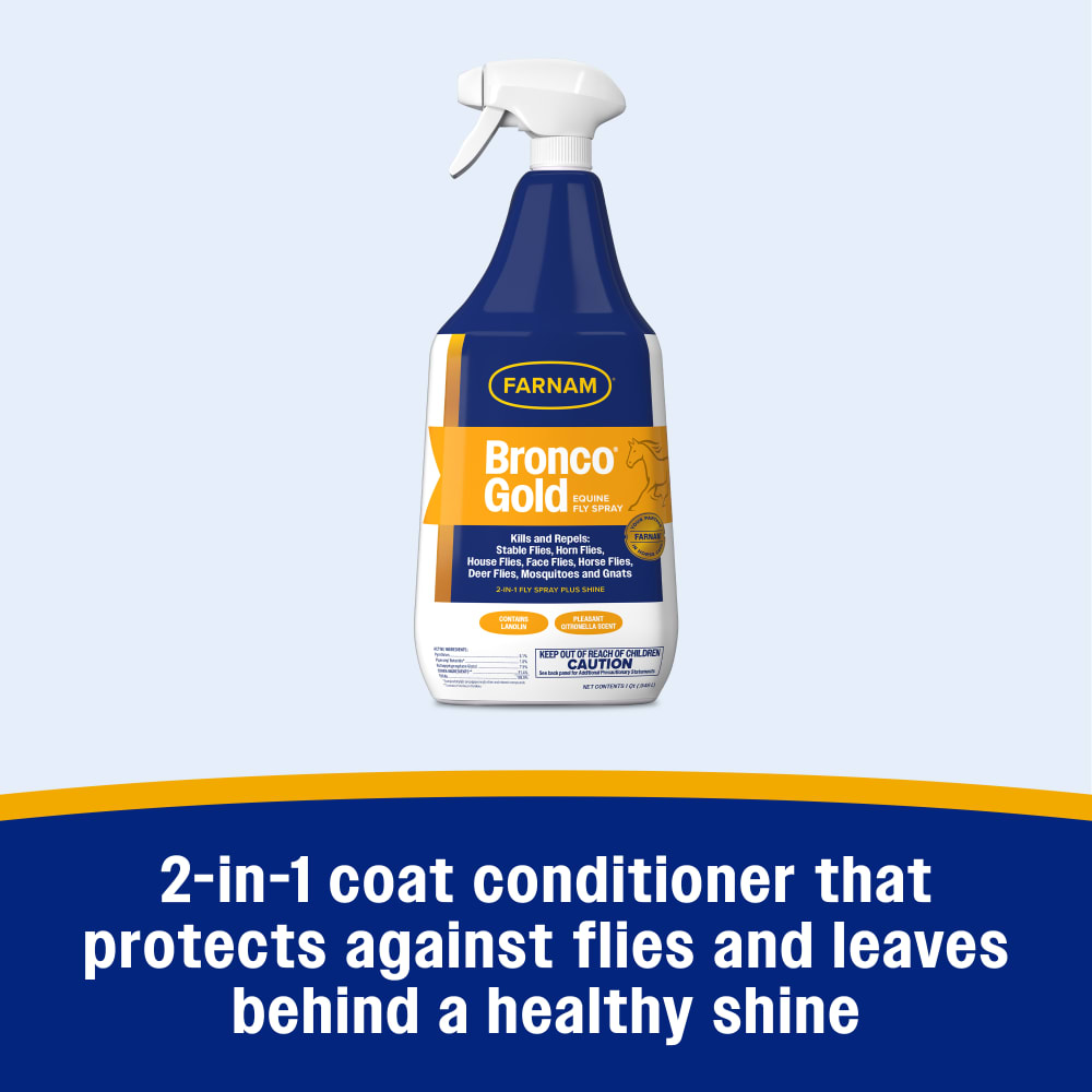 2 in 1 coat conditioner that protects against flies and leaves behind a healthy shine