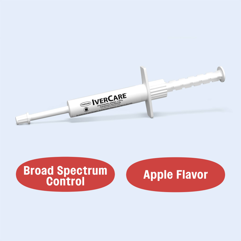 Farnam ivercare ivermectin paste provides broad spectrum control with an apple flavor