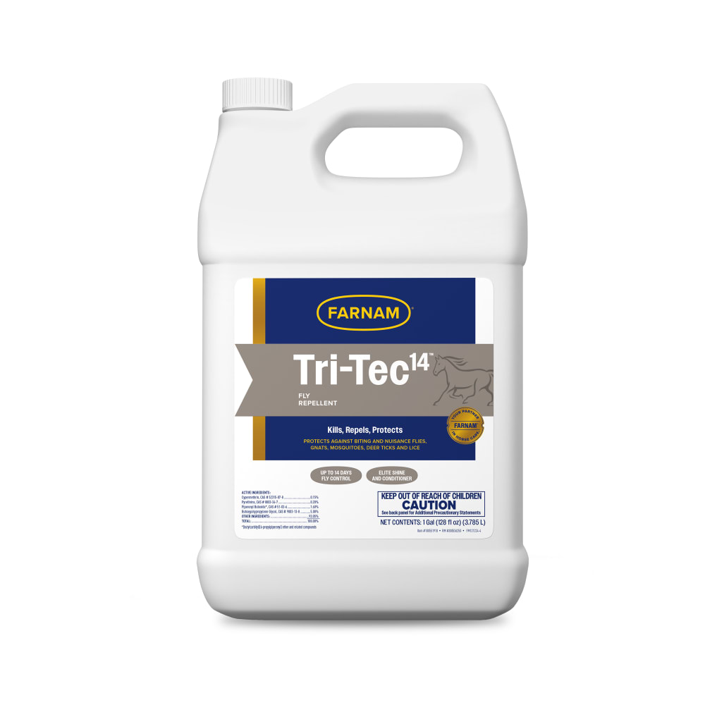 Retail package for farnam tri tec 14 fly repellent gallon size